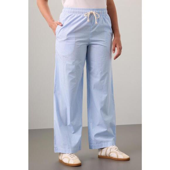 DONNI. Blue Cotton Stripe Pop Trousers Size XXL